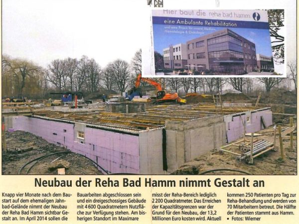 Neubau der Reha Bad Hamm nimmt Gestalt an