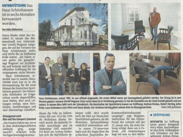 Sportlotterie sitzt jetzt in Krefeld